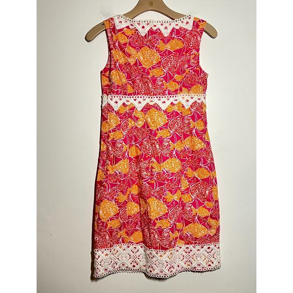 Lilly Pulitzer Jubilee Catherine Bell Tropical Fish Print Slvless Lace Dress 0 - Picture 9 of 9
